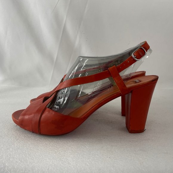 Camper Women's Red Leather Strappy Block Heels - Picture 5 of 12